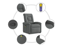 Poltrona reclinável de massagem em tecido cinza escuro SHL221787