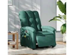 Poltrona reclinável de massagens elétrica tecido verde-escuro SHL691505