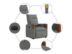 Poltrona reclinável de massagens elétrica tecido cinza-escuro SHL518767