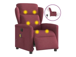 Poltrona reclinável de massagens elétrica tecido vermelho tinto SHL813181