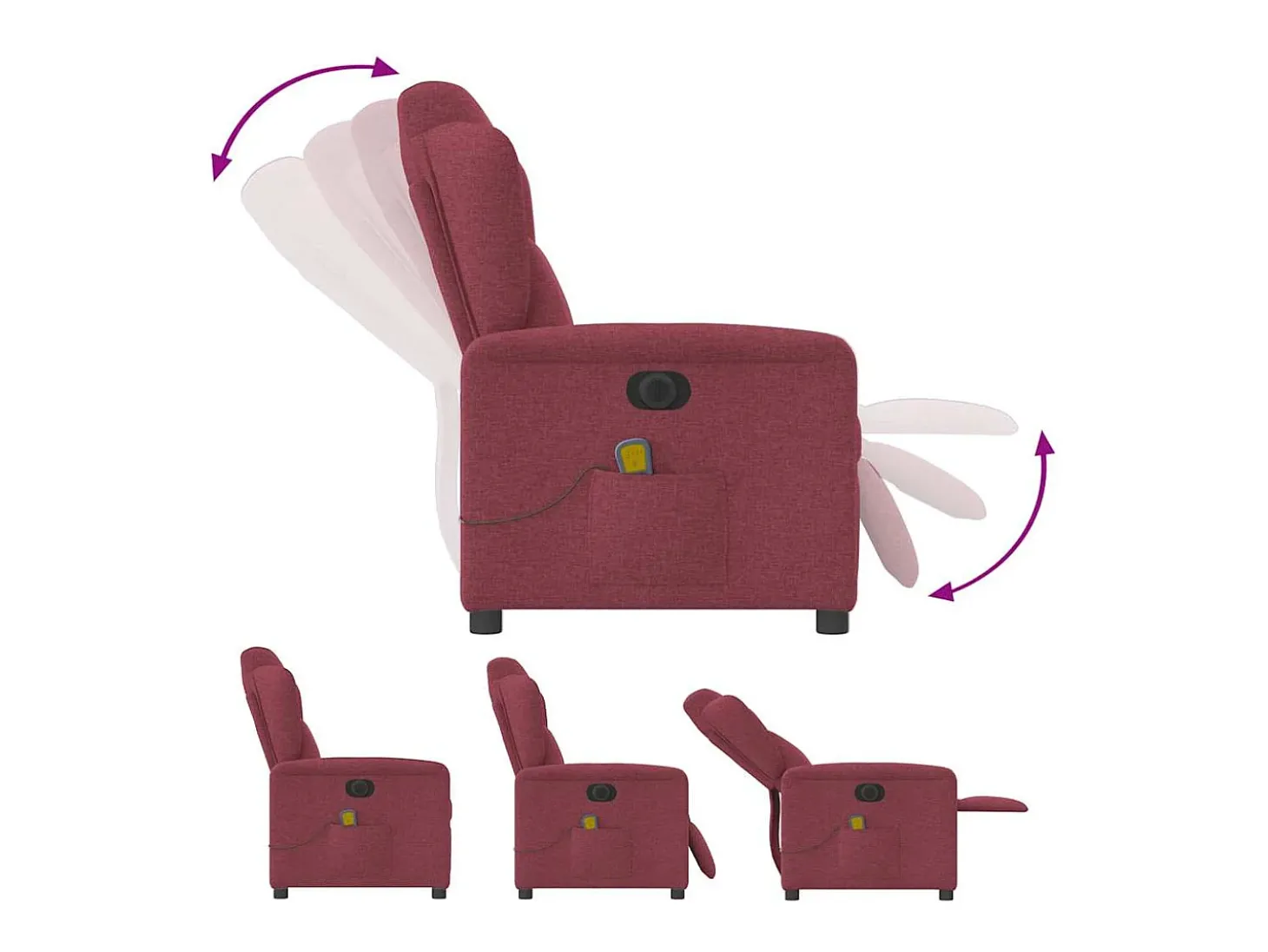 Poltrona reclinável de massagens elétrica tecido vermelho tinto SHL813181