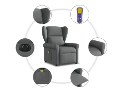 Poltrona reclinável de massagens elétrica tecido cinza-escuro SHL38963
