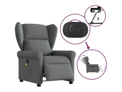 Poltrona reclinável de massagens elétrica tecido cinza-escuro SHL38963