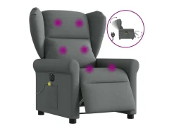 Poltrona reclinável de massagens elétrica tecido cinza-escuro SHL38963