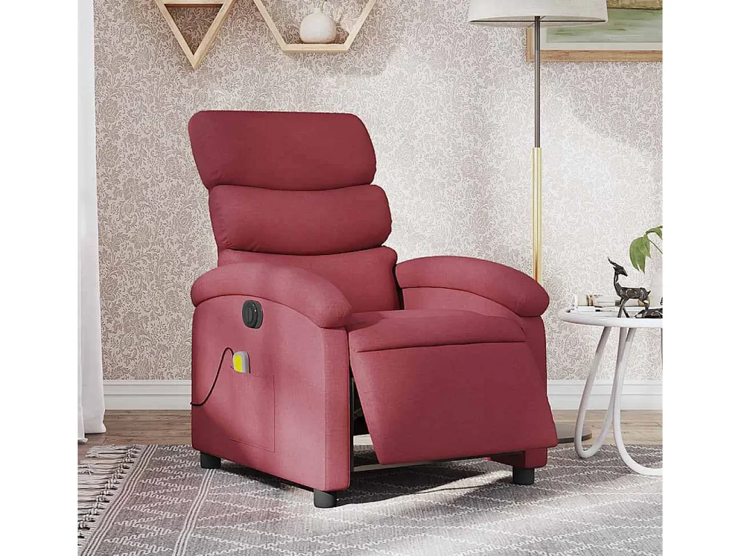 Poltrona reclinável de massagens elétrica tecido vermelho tinto SHL965713