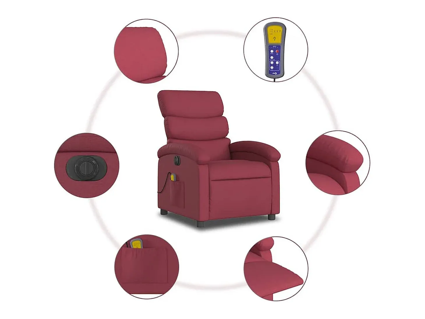Poltrona reclinável de massagens elétrica tecido vermelho tinto SHL965713