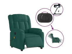 Poltrona reclinável de massagens elétrica tecido verde-escuro SHL935936