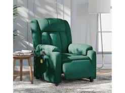 Poltrona reclinável de massagens elétrica tecido verde-escuro SHL935936