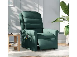 Poltrona reclinável de massagens elétrica tecido verde-escuro SHL370838