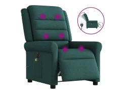 Poltrona reclinável de massagens elétrica tecido verde-escuro SHL370838