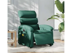 Poltrona reclinável de massagens elétrica tecido verde-escuro SHL953568
