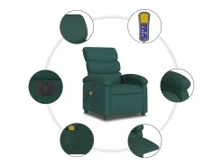 Poltrona reclinável de massagens elétrica tecido verde-escuro SHL953568