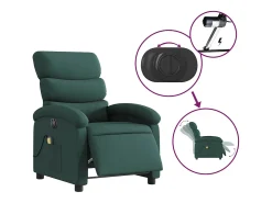 Poltrona reclinável de massagens elétrica tecido verde-escuro SHL953568