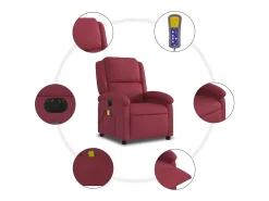 Poltrona reclinável de massagens elétrica tecido vermelho tinto SHL614459