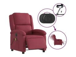Poltrona reclinável de massagens elétrica tecido vermelho tinto SHL614459
