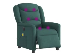 Poltrona reclinável de massagens elétrica tecido verde-escuro SHL382449