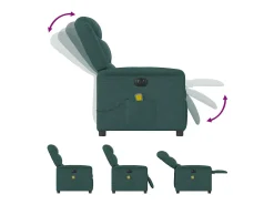 Poltrona reclinável de massagens elétrica tecido verde-escuro SHL382449