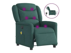 Poltrona reclinável de massagens elétrica tecido verde-escuro SHL382449
