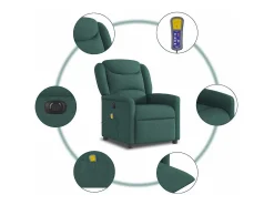 Poltrona reclinável de massagens elétrica tecido verde-escuro SHL382449