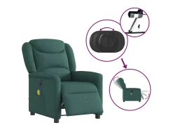 Poltrona reclinável de massagens elétrica tecido verde-escuro SHL382449