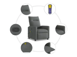 Poltrona reclinável de massagem em tecido cinza escuro SHL650100