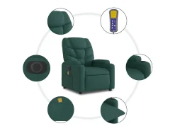 Poltrona reclinável de massagens elétrica tecido verde-escuro SHL288795