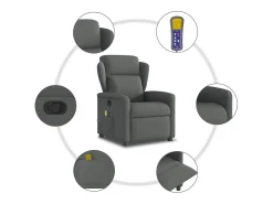 Poltrona reclinável de massagem em tecido cinza escuro SHL787884