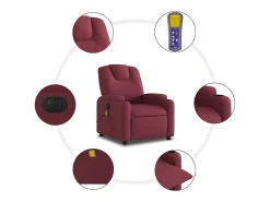 Poltrona reclinável de massagens elétrica tecido vermelho tinto SHL601625