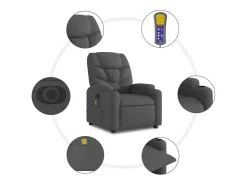 Poltrona reclinável de massagens elétrica tecido cinza-escuro SHL942676