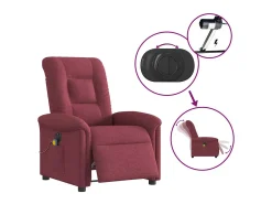 Poltrona reclinável de massagens elétrica tecido vermelho tinto SHL254001