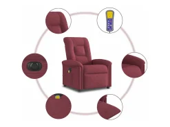 Poltrona reclinável de massagens elétrica tecido vermelho tinto SHL254001