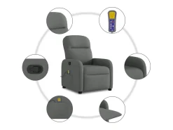 Poltrona reclinável de massagem em tecido cinza escuro SHL630541