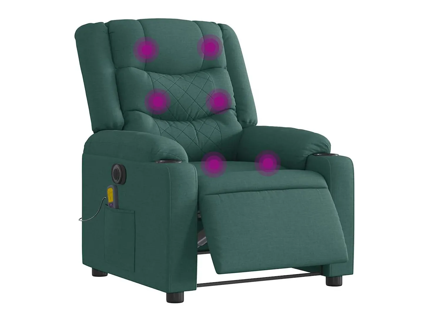 Poltrona reclinável de massagens elétrica tecido verde-escuro SHL216070