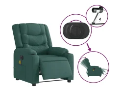 Poltrona reclinável de massagens elétrica tecido verde-escuro SHL216070