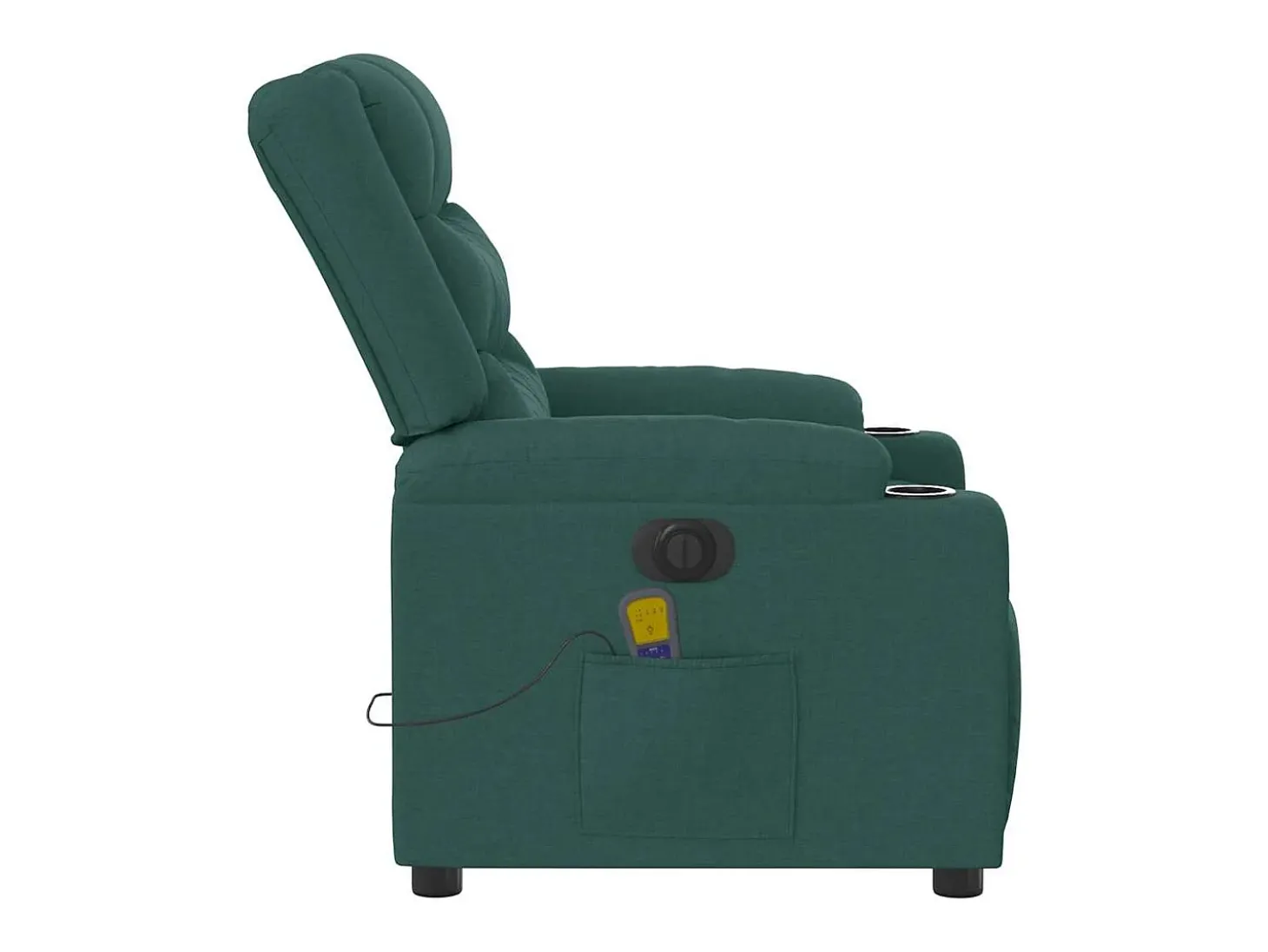 Poltrona reclinável de massagens elétrica tecido verde-escuro SHL216070