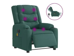 Poltrona reclinável de massagens elétrica tecido verde-escuro SHL216070