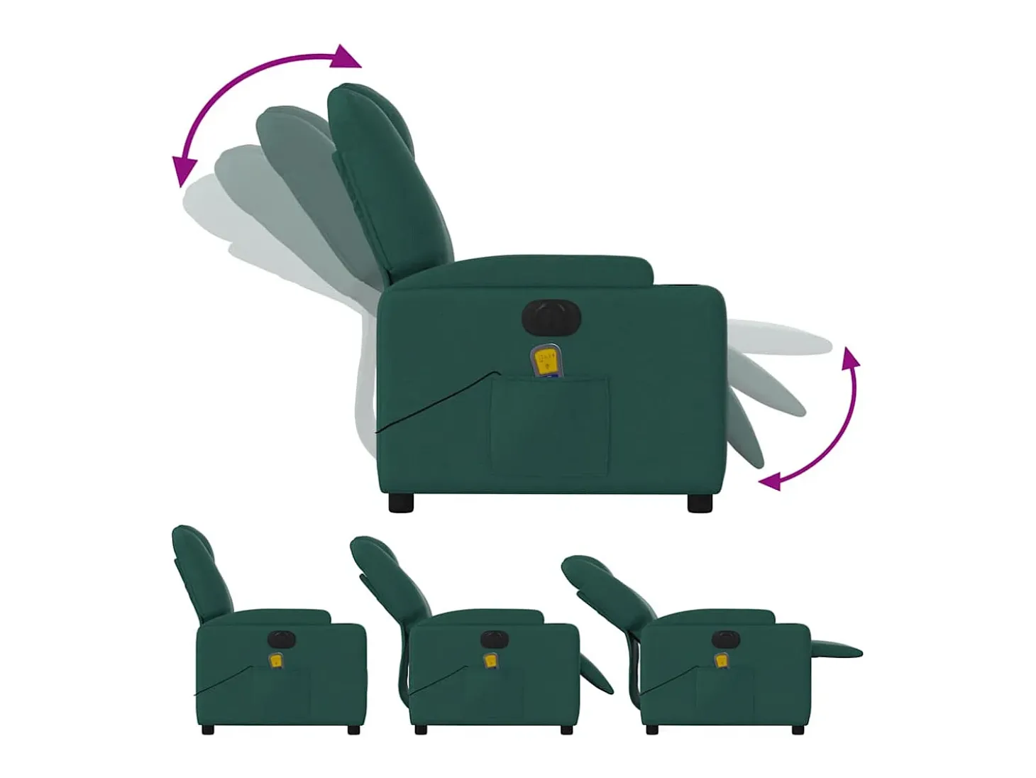 Poltrona reclinável de massagens elétrica tecido verde-escuro SHL467953