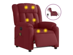Poltrona reclinável de massagens elétrica tecido vermelho tinto