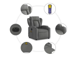 Poltrona reclinável de massagens elétrica tecido cinza-escuro SHL338470