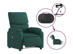 Poltrona reclinável de massagens elétrica tecido verde-escuro SHL721153