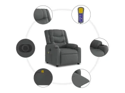 Poltrona reclinável de massagens elétrica tecido cinza-escuro SHL954506