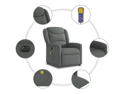Poltrona reclinável de massagens elétrica tecido cinza-escuro SHL912743