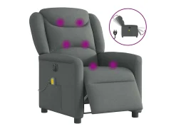 Poltrona reclinável de massagens elétrica tecido cinza-escuro SHL912743