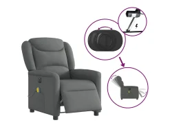 Poltrona reclinável de massagens elétrica tecido cinza-escuro SHL912743