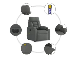 Poltrona reclinável de massagens elétrica tecido cinza-escuro SHL164046