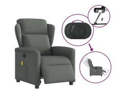 Poltrona reclinável de massagens elétrica tecido cinza-escuro SHL789993