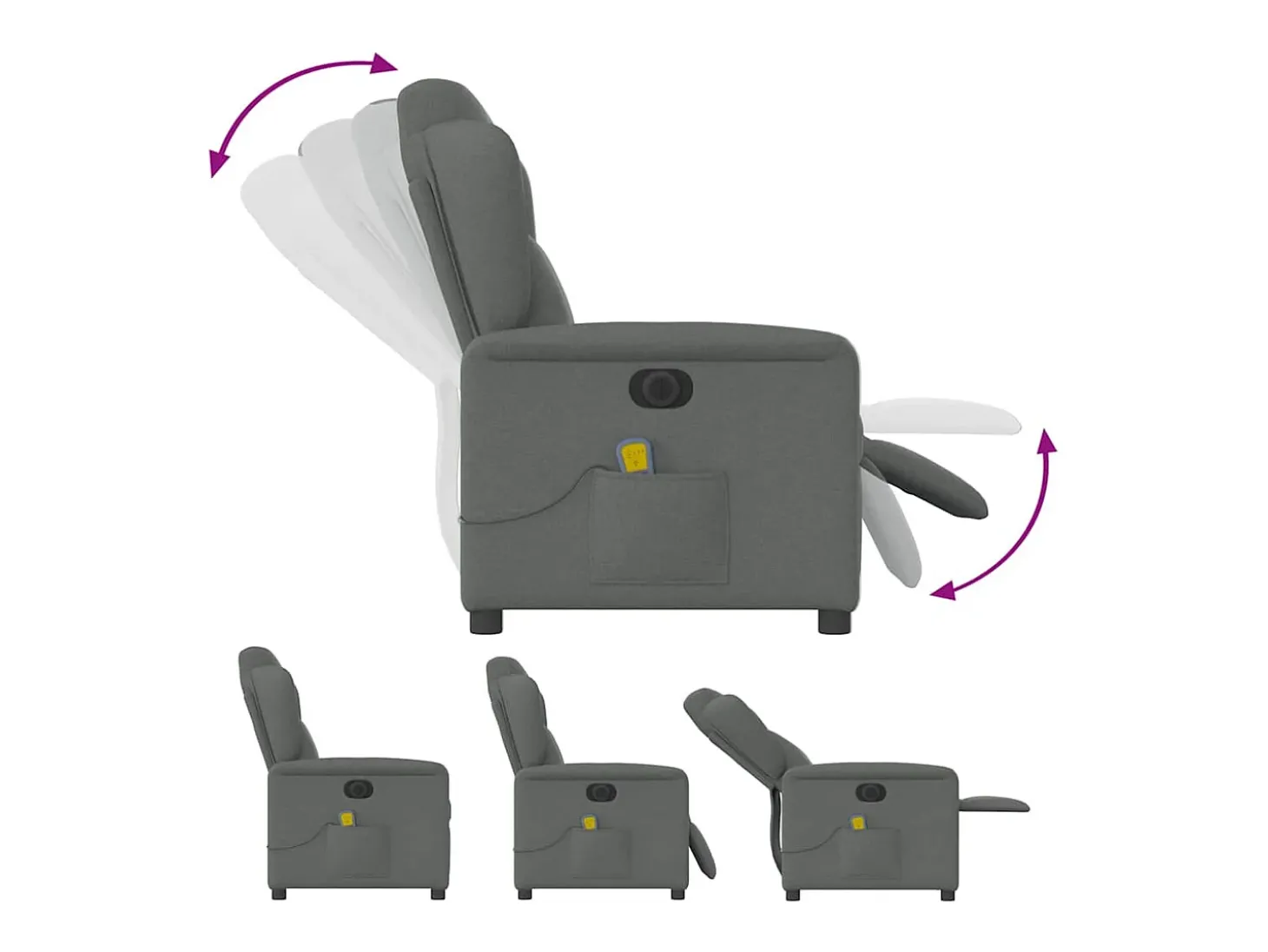 Poltrona reclinável de massagens elétrica tecido cinza-escuro SHL789993