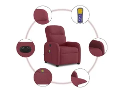 Poltrona reclinável de massagens elétrica tecido vermelho tinto