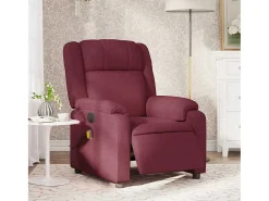 Poltrona reclinável de massagens elétrica tecido vermelho tinto SHL12230