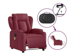 Poltrona reclinável de massagens elétrica tecido vermelho tinto SHL373069